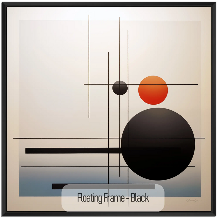 Minimalism Collection | Conjunction of the Spheres | Modern Minimalist Art for Elegant Decor by Roderick Sebastiaan | WoodenFloaterFrame-Black_752ae965-628f-458d-9652-9925d54768f4