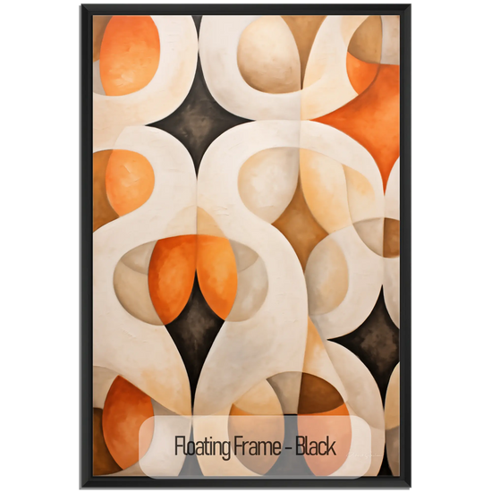 Abstract Collection | Alabaster & Amber | Harmony in Organic Abstraction on Art Cloth by Roderick Sebastiaan | WoodenFloaterFrame-Black_9d0f8962-6973-4717-a73d-d8a2f8b365ae