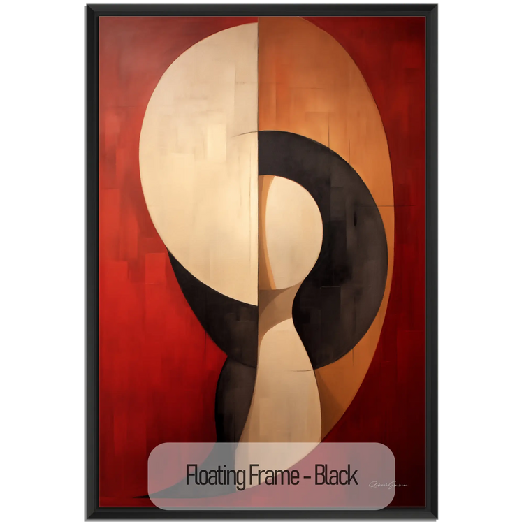 Abstract Collection | Crimson Dance | Fiery Red Abstract Dance on Modern Art Frame by Roderick Sebastiaan | WoodenFloaterFrame-Black_de0305cb-df56-4648-9289-1198f8f1fdeb