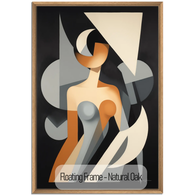 Abstract Collection | Claire de Lune | Moonlight Silhouette Abstract on Art Cloth in Modern Frame by Roderick Sebastiaan | WoodenFloaterFrame-NaturalOak_017f91b8-5f9b-48eb-886d-0c5680664f93