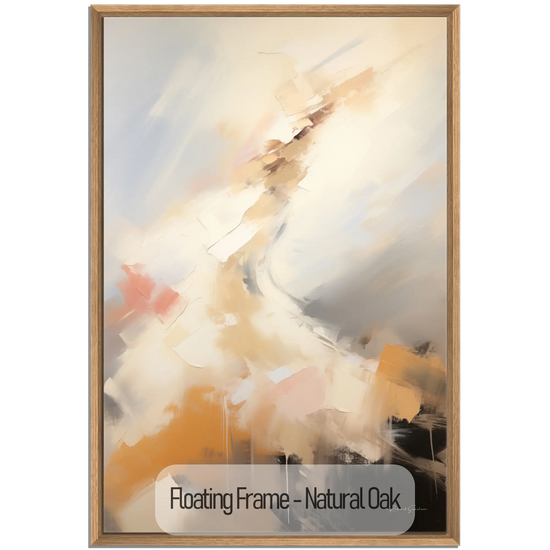 Abstract Collection | Ascension | Dynamic Abstract Movement of the Soul in Warm Tones by Roderick Sebastiaan | WoodenFloaterFrame-NaturalOak_1338d13d-f4db-47a2-bbec-521c102497f4