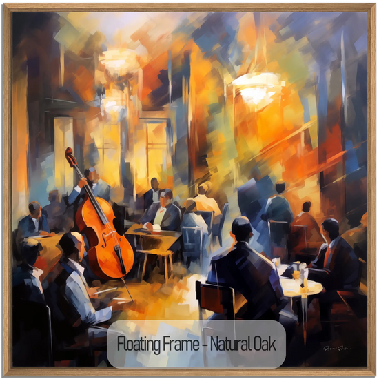 Music Collection | Echoes of Bourbon Street | Vibrant New Orleans Jazz Club Art Print by Roderick Sebastiaan | WoodenFloaterFrame-NaturalOak_2cb5ca8d-74e9-49c7-80f3-396d01d8ca06