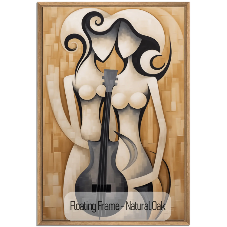 Melodic Contours | Abstract Cubist Cello Figure on Modern Art Cloth