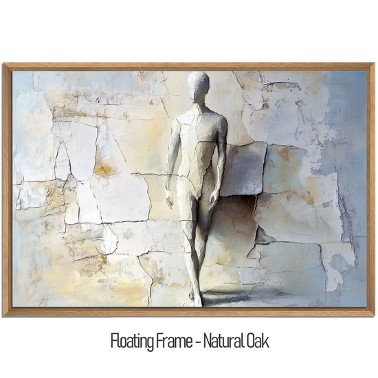 Male Collection | Breaking Through – Textured Look Abstract Wall Art with Stone-Like Background by Roderick Sebastiaan | WoodenFloaterFrame-NaturalOak_36a9fa94-2ea3-4669-bdc2-fa37f370805b