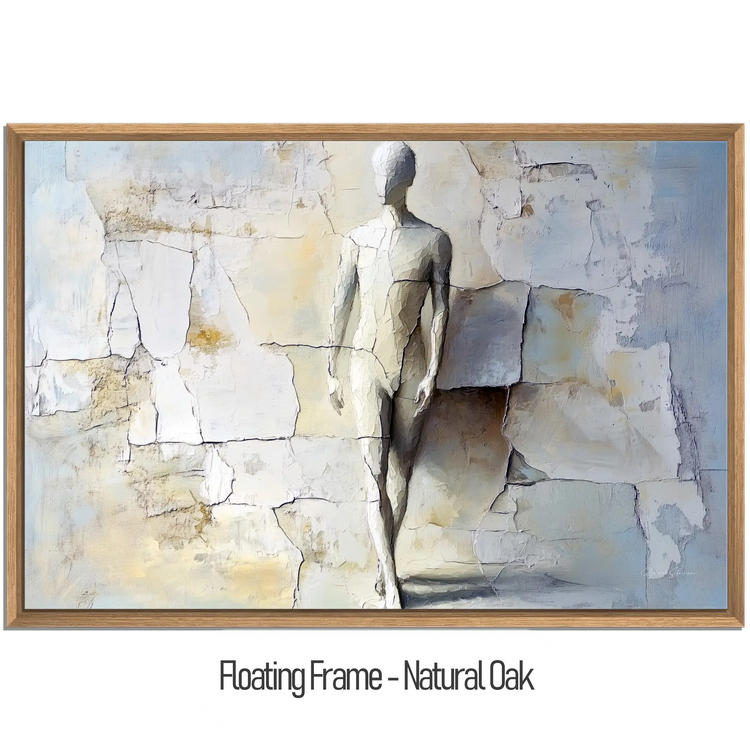 Male Collection | Breaking Through – Textured Look Abstract Wall Art with Stone-Like Background by Roderick Sebastiaan | WoodenFloaterFrame-NaturalOak_36a9fa94-2ea3-4669-bdc2-fa37f370805b