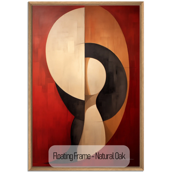 Abstract Collection | Crimson Dance | Fiery Red Abstract Dance on Modern Art Frame by Roderick Sebastiaan | WoodenFloaterFrame-NaturalOak_771acd23-acf6-4022-94d8-0f5f09a34d5b