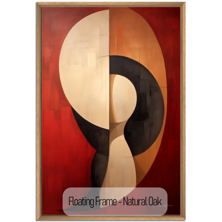 Abstract Collection | Crimson Dance | Fiery Red Abstract Dance on Modern Art Frame by Roderick Sebastiaan | WoodenFloaterFrame-NaturalOak_771acd23-acf6-4022-94d8-0f5f09a34d5b