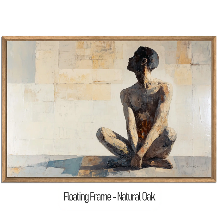 Male Collection | Shadows of the Mind | Thoughtful Figurative Art in Earthy Tones by Roderick Sebastiaan | WoodenFloaterFrame-NaturalOak_7a5a68be-6c30-449b-b22c-fa1a903ed32b