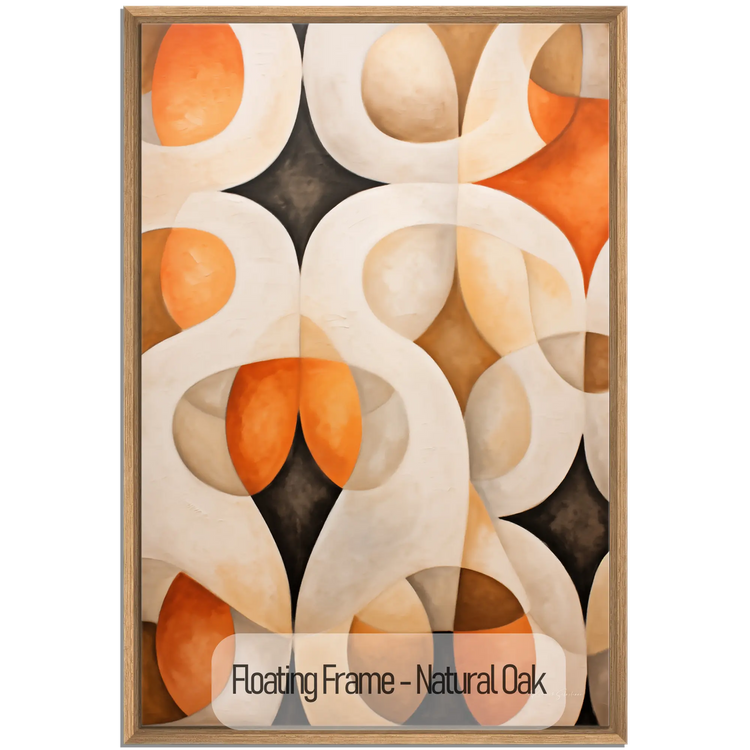 Abstract Collection | Alabaster & Amber | Harmony in Organic Abstraction on Art Cloth by Roderick Sebastiaan | WoodenFloaterFrame-NaturalOak_82668d5a-5aae-4f0f-94a3-8683d6d394ac