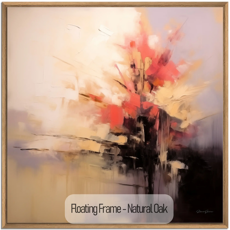 Abstract Collection | Fiery Genesis | Warmth and Motion in Abstract Canvas Art by Roderick Sebastiaan | WoodenFloaterFrame-NaturalOak_9ea7b02c-2b88-4007-8270-5ef9a7637d2f