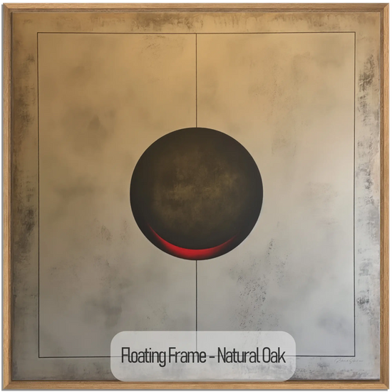 Minimalism Collection | Eclipse of Solitude | Minimalist Sphere in Monochrome Shades by Roderick Sebastiaan | WoodenFloaterFrame-NaturalOak_9faff8de-afbc-48f8-8e2e-1ef7d784adef