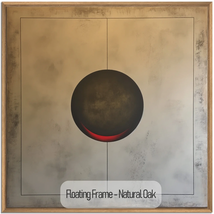 Minimalism Collection | Eclipse of Solitude | Minimalist Sphere in Monochrome Shades by Roderick Sebastiaan | WoodenFloaterFrame-NaturalOak_9faff8de-afbc-48f8-8e2e-1ef7d784adef