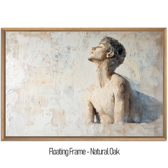 Male Collection | Subtle Liberation | Minimalist Textured Look Portrait of Introspection by Roderick Sebastiaan | WoodenFloaterFrame-NaturalOak_a9aebfff-1d00-4c75-a742-e3e88240b69b