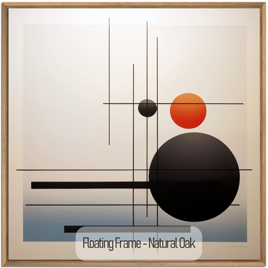 Minimalism Collection | Conjunction of the Spheres | Modern Minimalist Art for Elegant Decor by Roderick Sebastiaan | WoodenFloaterFrame-NaturalOak_bfb0d355-59c6-45d1-9fae-41341084a5db