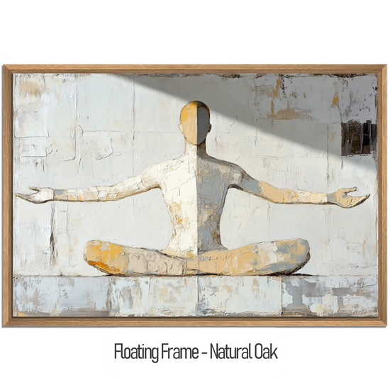 Male Collection | Inner Flow | Minimalist Meditation Figure in Earthy Neutrals by Roderick Sebastiaan | WoodenFloaterFrame-NaturalOak_c4852abc-abc0-4db0-aa88-5283ccb4c903