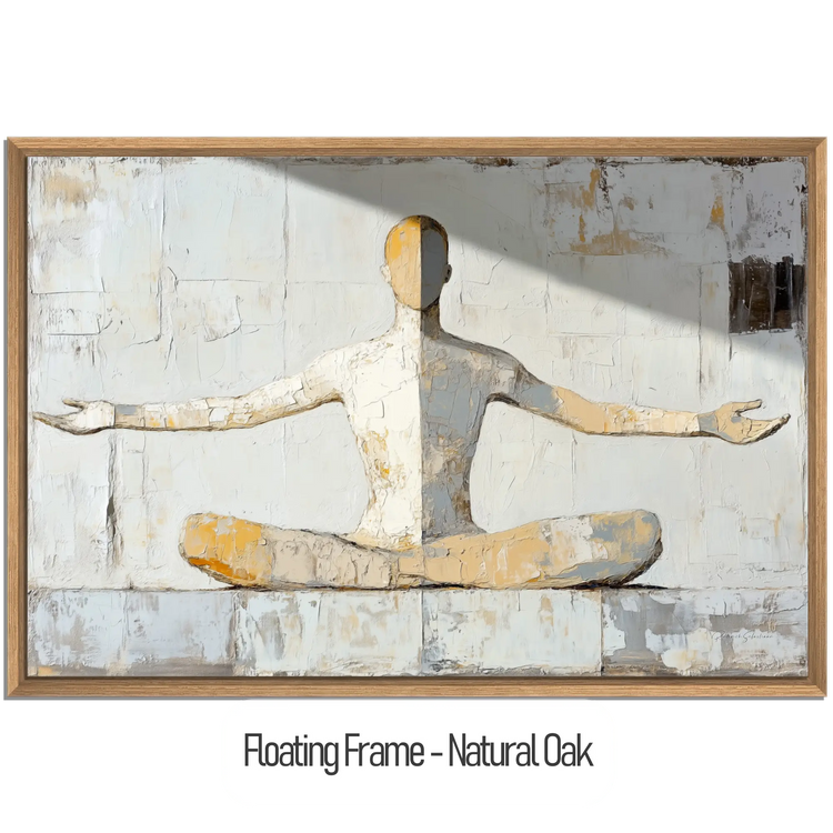 Male Collection | Inner Flow | Minimalist Meditation Figure in Earthy Neutrals by Roderick Sebastiaan | WoodenFloaterFrame-NaturalOak_c4852abc-abc0-4db0-aa88-5283ccb4c903