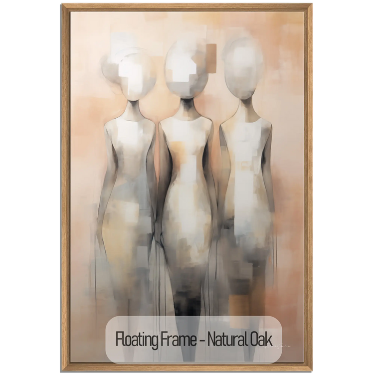 Feminine Collection | Fade to Unity | Contemporary Figures Blending into Unity Art Print by Roderick Sebastiaan | WoodenFloaterFrame-NaturalOak_c5874f02-18c0-4e45-9cc7-c2e136698d72