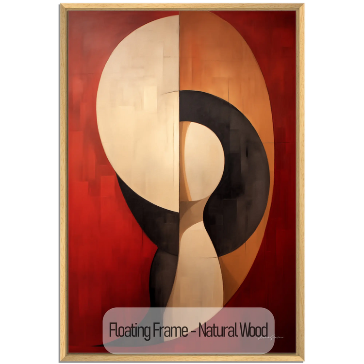 Abstract Collection | Crimson Dance | Fiery Red Abstract Dance on Modern Art Frame by Roderick Sebastiaan | WoodenFloaterFrame-NaturalWood_0c0e1e02-2f03-45a4-b6bb-04c36ade88b3