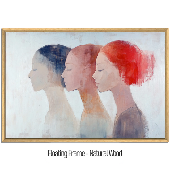 Feminine Collection | "Shifting Identities | Subtle Portrait Trio in Soft Tones and Red Accent" by Roderick Sebastiaan | WoodenFloaterFrame-NaturalWood_25dfc6ca-bcef-42a5-a5c2-bf1b19da0035