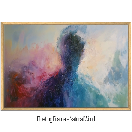 Abstract Collection | Fading Memories | Abstract Silhouette with Vibrant Blues and Pinks by Roderick Sebastiaan | WoodenFloaterFrame-NaturalWood_2b43f951-61a9-4b41-b362-e55e89da89ac