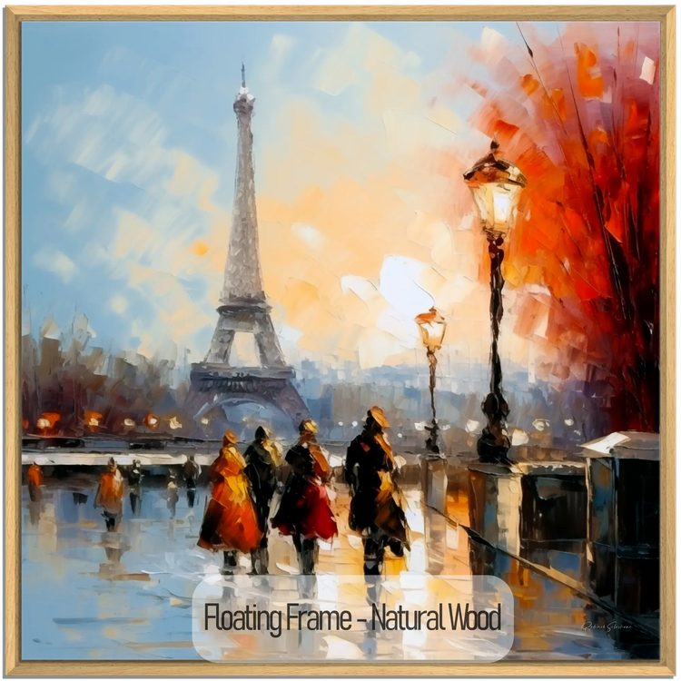 Geography Collection | Autumn in Paris | Warm Glow on the City of Lights by Roderick Sebastiaan | WoodenFloaterFrame-NaturalWood_8bde7a9c-519d-486d-a286-4022e1291b99