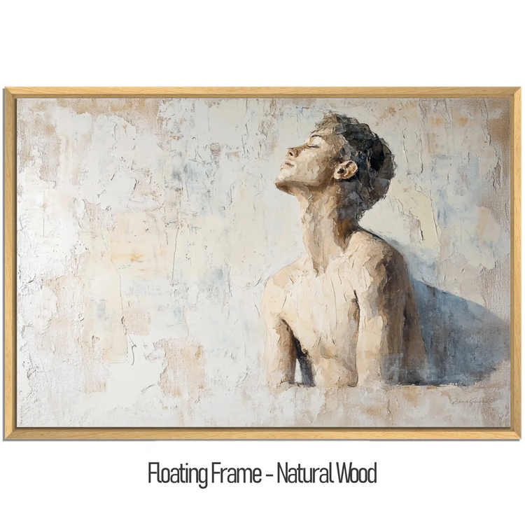 Male Collection | Subtle Liberation | Minimalist Textured Look Portrait of Introspection by Roderick Sebastiaan | WoodenFloaterFrame-NaturalWood_ac02f72d-f998-4f7e-8841-76c952abc7a4