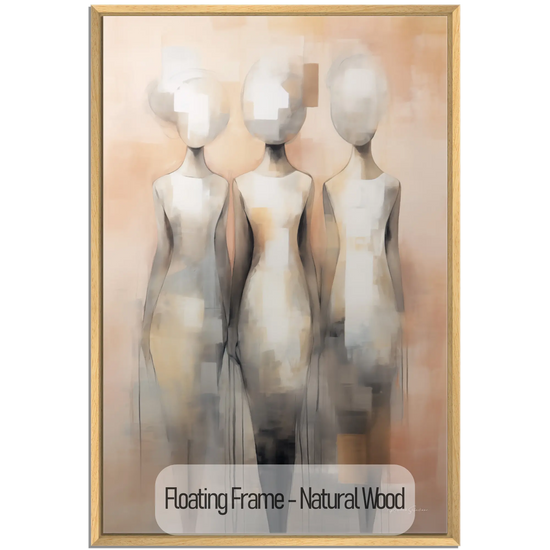 Feminine Collection | Fade to Unity | Contemporary Figures Blending into Unity Art Print by Roderick Sebastiaan | WoodenFloaterFrame-NaturalWood_ace362cb-2af2-4595-b95a-4b28da2288ff