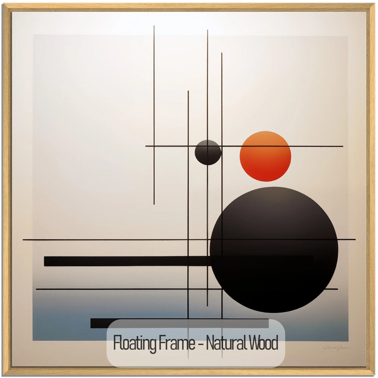 Minimalism Collection | Conjunction of the Spheres | Modern Minimalist Art for Elegant Decor by Roderick Sebastiaan | WoodenFloaterFrame-NaturalWood_b344cf73-259c-4dbf-8d27-bbf28c147428