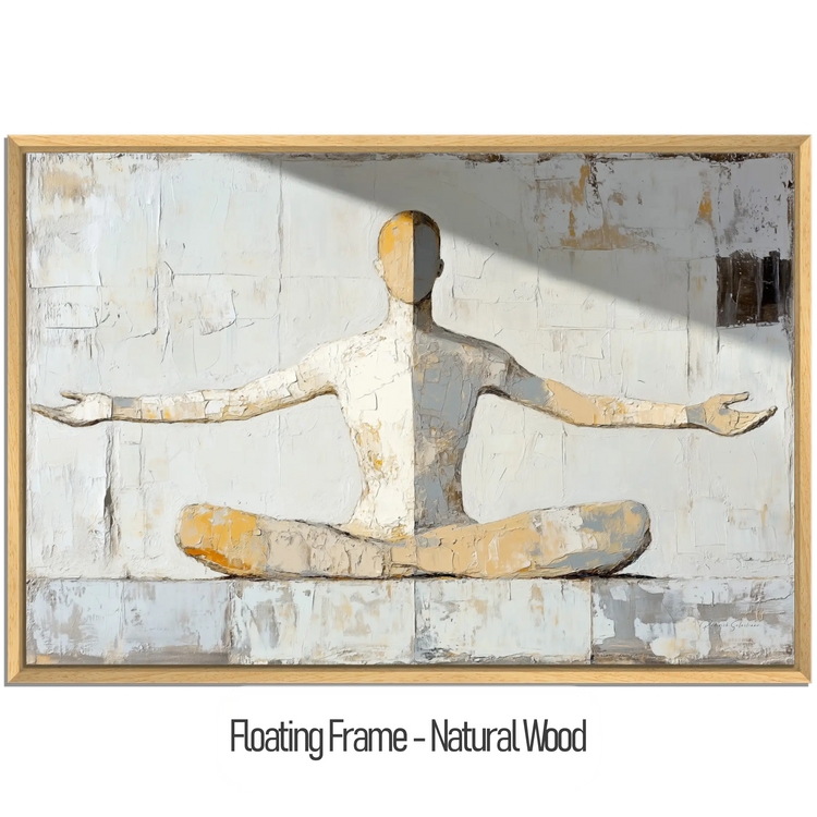 Male Collection | Inner Flow | Minimalist Meditation Figure in Earthy Neutrals by Roderick Sebastiaan | WoodenFloaterFrame-NaturalWood_b3bb347d-f22b-4843-9a23-708245527d41