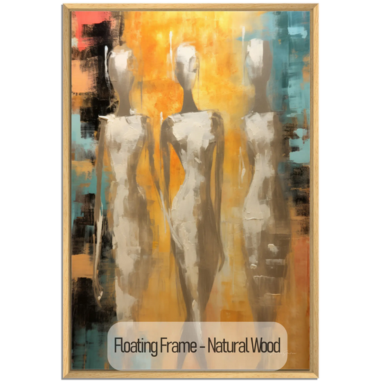 Feminine Collection | Ethereal Elegance | Refined Abstract Trio in Warm Glow on Art cloth by Roderick Sebastiaan | WoodenFloaterFrame-NaturalWood_bc7adee2-89e7-40b4-b841-57bd368f6691