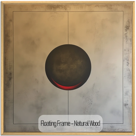 Minimalism Collection | Eclipse of Solitude | Minimalist Sphere in Monochrome Shades by Roderick Sebastiaan | WoodenFloaterFrame-NaturalWood_cc8c6096-f996-4844-9094-e6e5172533b0