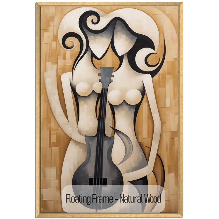 Melodic Contours | Abstract Cubist Cello Figure on Modern Art Cloth