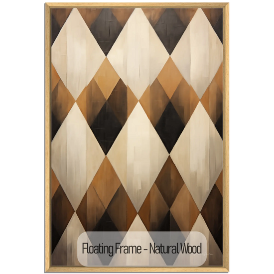 Geometry Collection | Espresso Diamond | Harmonic Pattern of Restful Earthen Tones by Roderick Sebastiaan | WoodenFloaterFrame-NaturalWood_d5356626-2882-4619-9394-c9d35b89d1bb