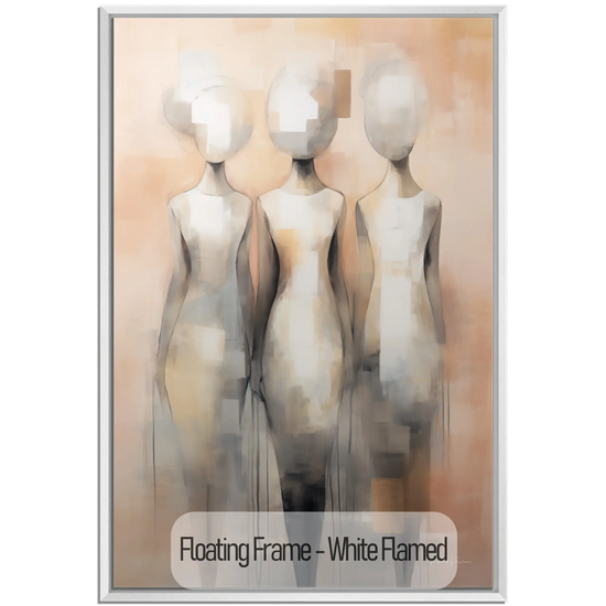 Feminine Collection | Fade to Unity | Contemporary Figures Blending into Unity Art Print by Roderick Sebastiaan | WoodenFloaterFrame-White-Flamed_05366c0d-b7e8-450f-95c1-60388bf58b29