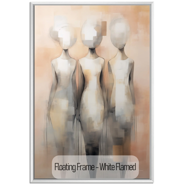 Feminine Collection | Fade to Unity | Contemporary Figures Blending into Unity Art Print by Roderick Sebastiaan | WoodenFloaterFrame-White-Flamed_05366c0d-b7e8-450f-95c1-60388bf58b29