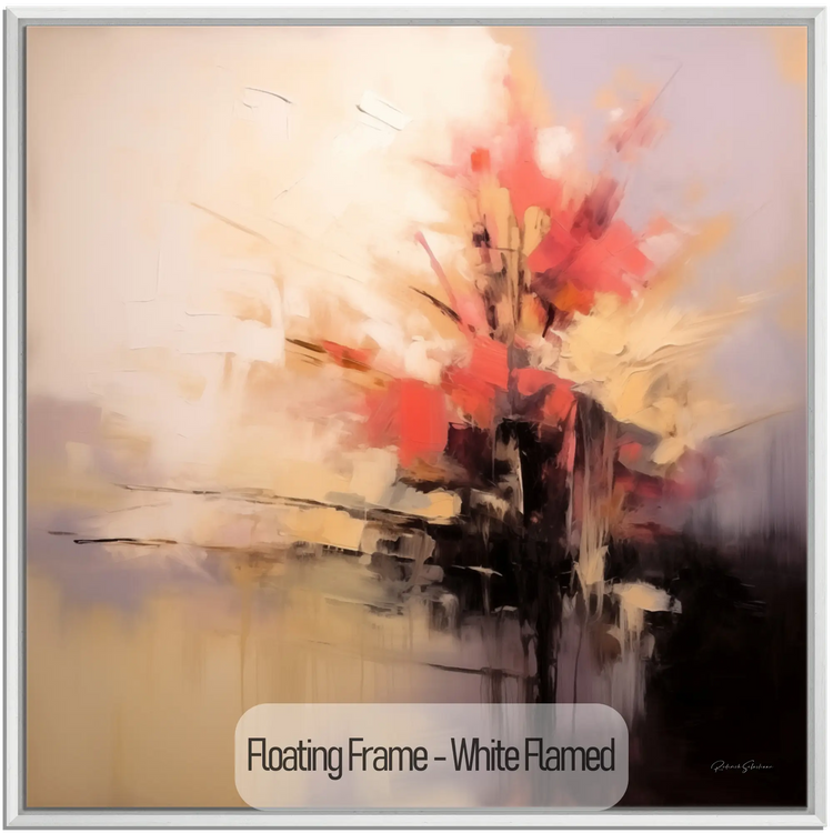 Abstract Collection | Fiery Genesis | Warmth and Motion in Abstract Canvas Art by Roderick Sebastiaan | WoodenFloaterFrame-White-Flamed_4b18ad1f-e049-4056-a88e-11b7f9defa87