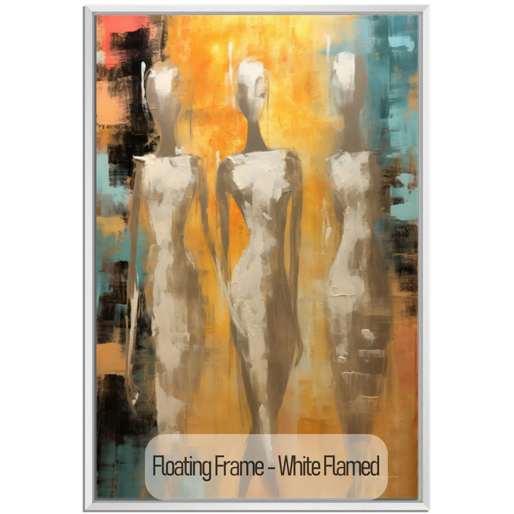 Feminine Collection | Ethereal Elegance | Refined Abstract Trio in Warm Glow on Art cloth by Roderick Sebastiaan | WoodenFloaterFrame-White-Flamed_5bc04b04-23a8-463b-af52-f428e328a044