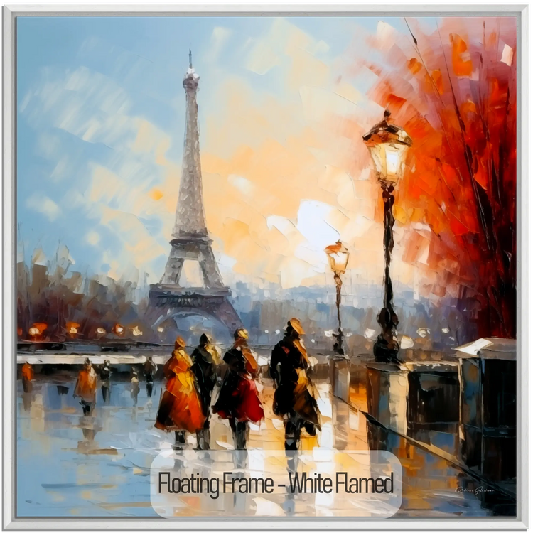 Geography Collection | Autumn in Paris | Warm Glow on the City of Lights by Roderick Sebastiaan | WoodenFloaterFrame-White-Flamed_9ec229b4-cf35-4fe9-9b2e-7c622f4879da