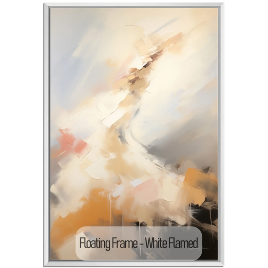 Abstract Collection | Ascension | Dynamic Abstract Movement of the Soul in Warm Tones by Roderick Sebastiaan | WoodenFloaterFrame-White-Flamed_9f610d03-1a9d-4160-8fa4-e9990b972d48