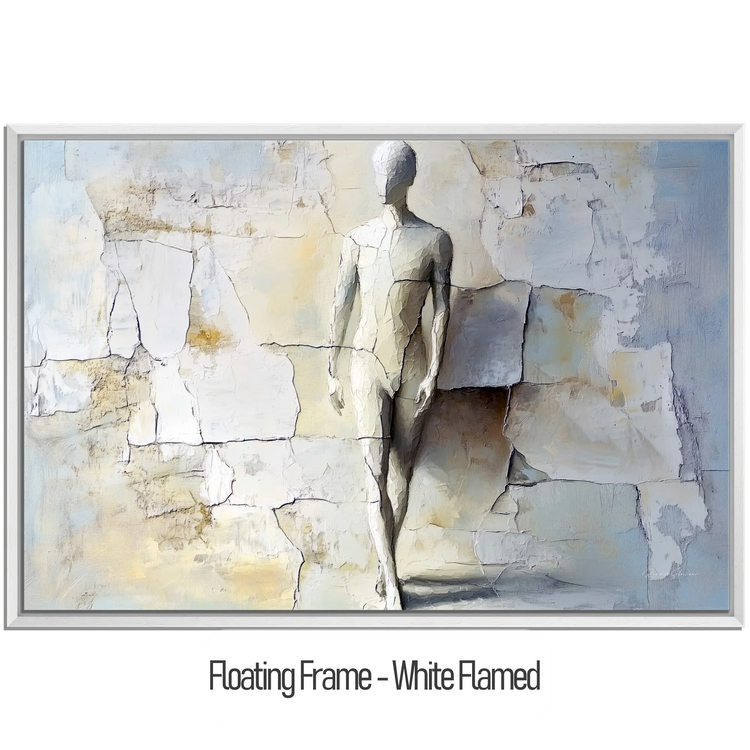 Male Collection | Breaking Through – Textured Look Abstract Wall Art with Stone-Like Background by Roderick Sebastiaan | WoodenFloaterFrame-White-Flamed_aedcc036-32fb-4e7f-9f49-a66a10db00e2