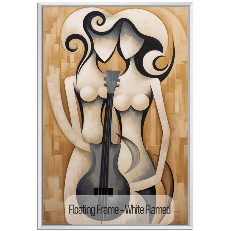 Melodic Contours | Abstract Cubist Cello Figure on Modern Art Cloth