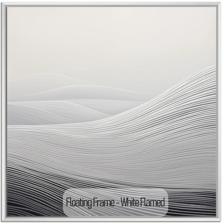 Minimalism Collection | Fading Echoes | Elegant Minimalist Dune Landscape Art for Modern Spaces by Roderick Sebastiaan | WoodenFloaterFrame-White-Flamed_e4007f59-5ae6-4043-b49a-4af81deb12c5