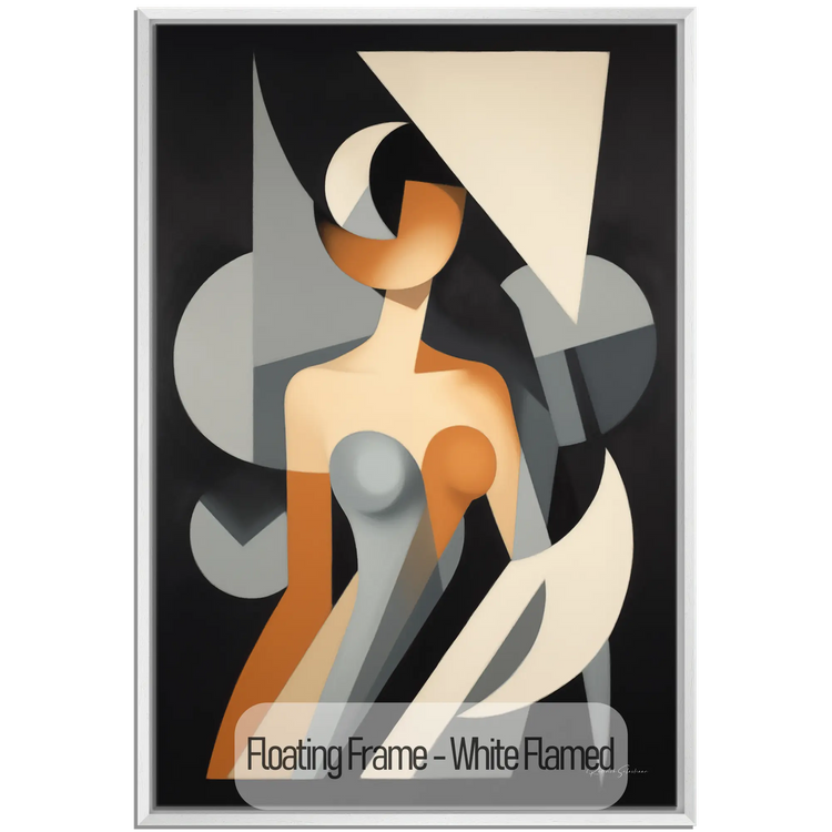 Abstract Collection | Claire de Lune | Moonlight Silhouette Abstract on Art Cloth in Modern Frame by Roderick Sebastiaan | WoodenFloaterFrame-White-Flamed_fcb50d19-3acf-49b2-813f-884e43c9776b