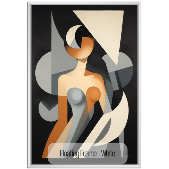 Abstract Collection | Claire de Lune | Moonlight Silhouette Abstract on Art Cloth in Modern Frame by Roderick Sebastiaan | WoodenFloaterFrame-White_12751e26-fb5d-4c5a-91db-3328639df44d