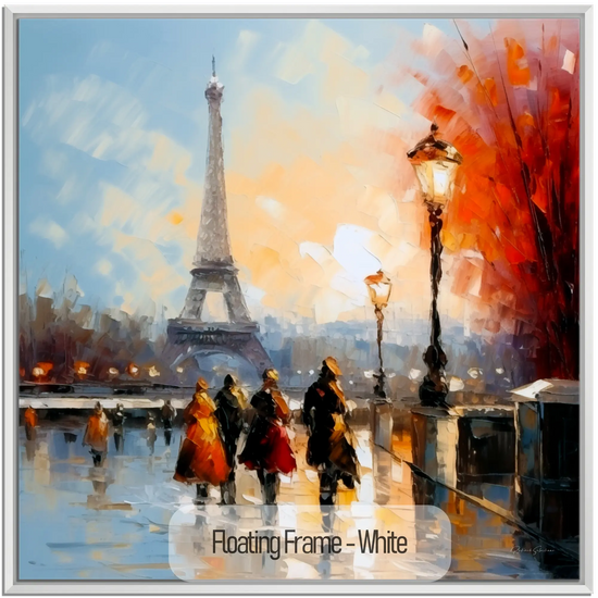 Geography Collection | Autumn in Paris | Warm Glow on the City of Lights by Roderick Sebastiaan | WoodenFloaterFrame-White_1f21df4f-5684-4e79-ae49-f5dedd24322b