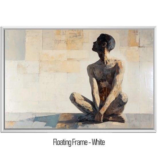 Male Collection | Shadows of the Mind | Thoughtful Figurative Art in Earthy Tones by Roderick Sebastiaan | WoodenFloaterFrame-White_221ac860-1306-4cfa-8ba1-4ab1c92a81ec