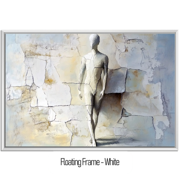 Male Collection | Breaking Through – Textured Look Abstract Wall Art with Stone-Like Background by Roderick Sebastiaan | WoodenFloaterFrame-White_51d28b11-27ff-42b8-b4bc-a1bca5638d8f