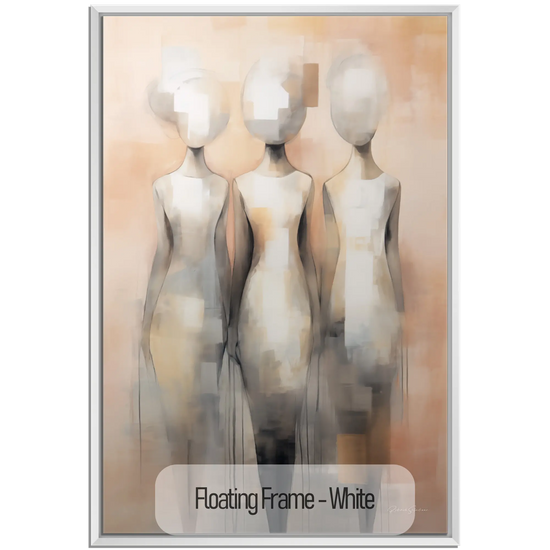 Feminine Collection | Fade to Unity | Contemporary Figures Blending into Unity Art Print by Roderick Sebastiaan | WoodenFloaterFrame-White_6cb89e6e-7090-4310-a2b6-6d3862740cc0