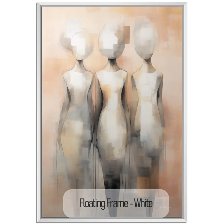 Feminine Collection | Fade to Unity | Contemporary Figures Blending into Unity Art Print by Roderick Sebastiaan | WoodenFloaterFrame-White_6cb89e6e-7090-4310-a2b6-6d3862740cc0