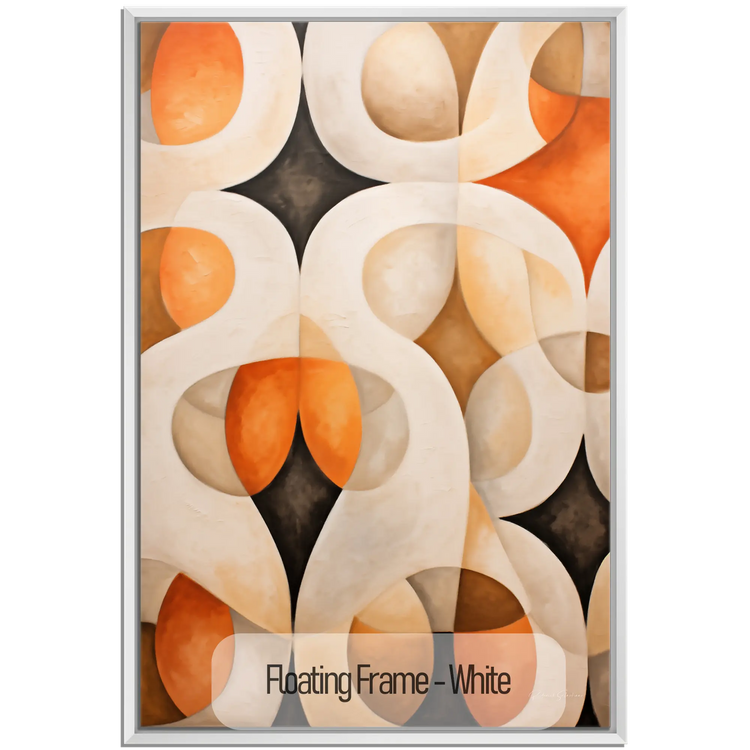 Abstract Collection | Alabaster & Amber | Harmony in Organic Abstraction on Art Cloth by Roderick Sebastiaan | WoodenFloaterFrame-White_907b1196-efb2-4b0d-8578-326275cd510e